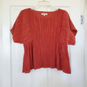 Madewell Micropleat Rusty Torch Top, Size  S